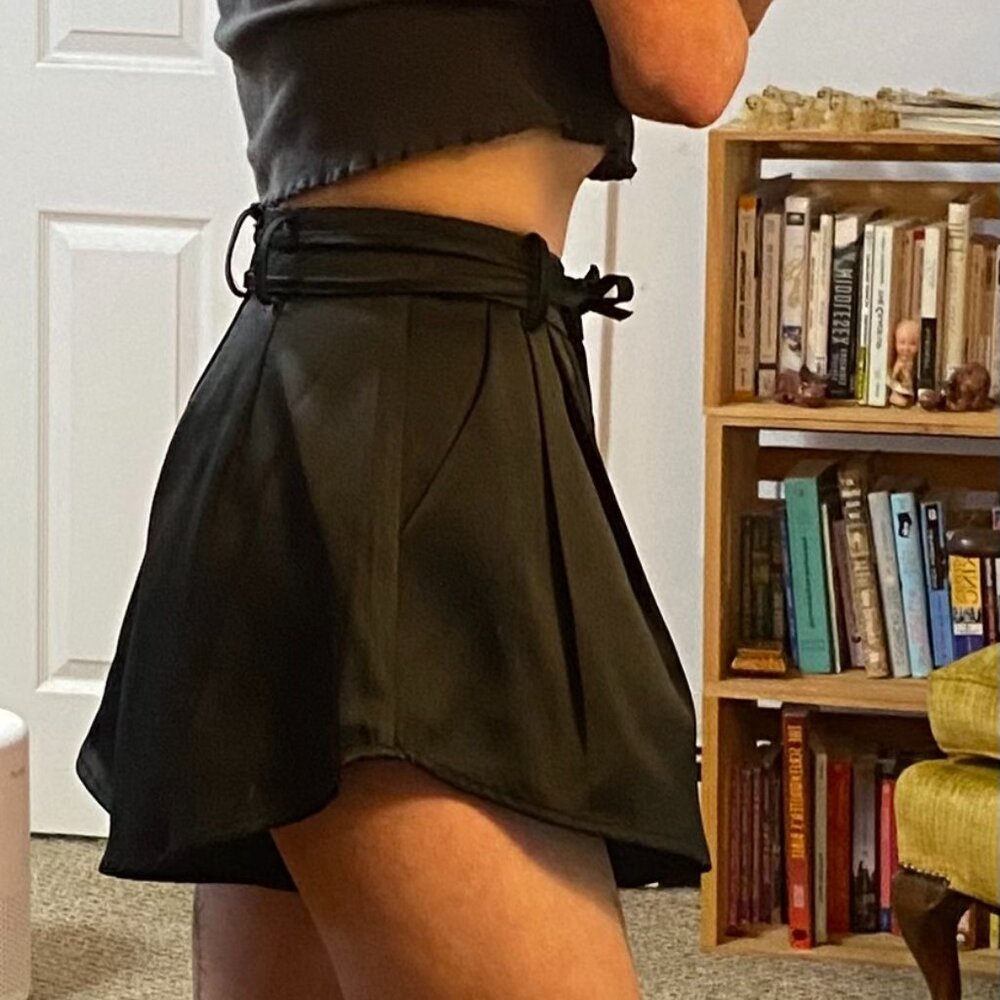 Nasty Gal Black High Waisted Satin Shorts